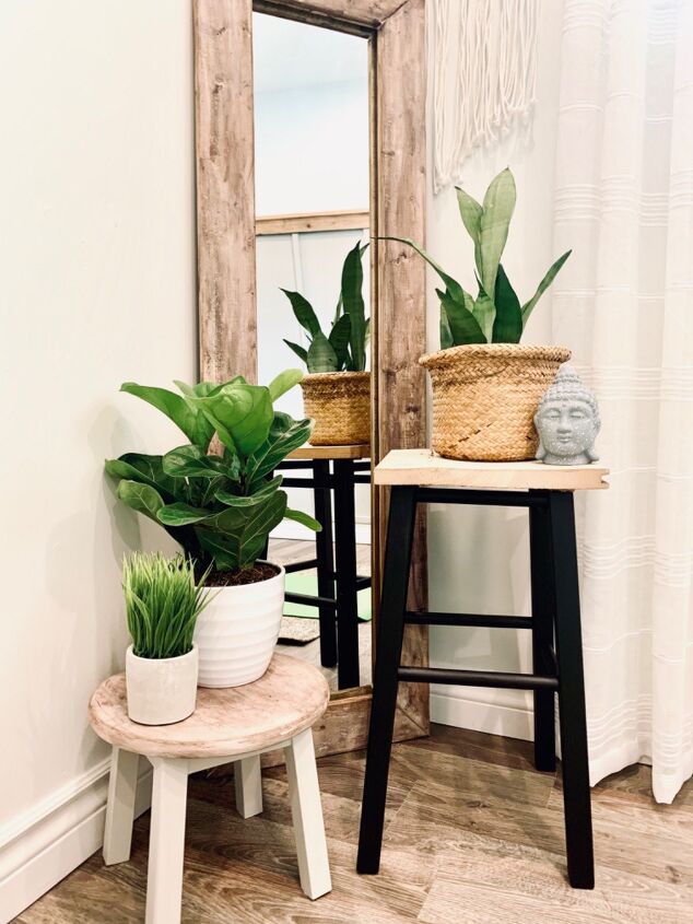 s 12 thrift store transformations that are turning our heads this week, A plant stand made from a bar stool