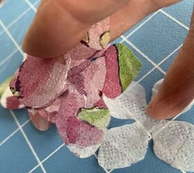 decoupage napkin flowers on glass container