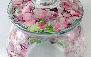 Decoupage Napkin Flowers on Glass Container