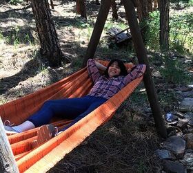porch swing takes a new life as a hammock