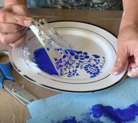 add some beauty to your fence with diy decorative plates, Remove the Stencil