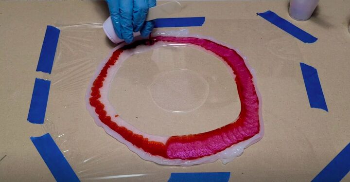 learn how to create a bowl made entirely of resin, Pour Colored Epoxy
