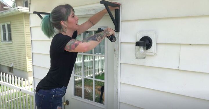 create a cheap diy pergola with an old bunk bed ladder, Install the Brackets