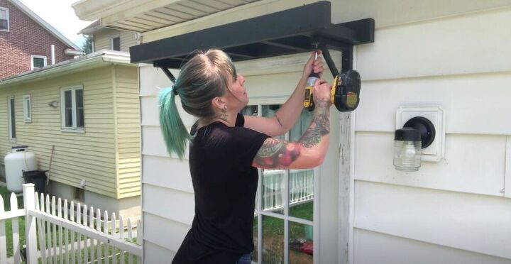 create a cheap diy pergola with an old bunk bed ladder, Install the Pergola