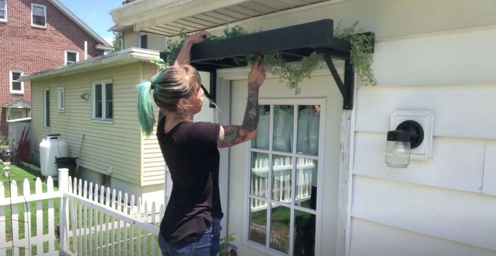 create a cheap diy pergola with an old bunk bed ladder, Add Plants