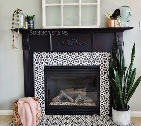 faux tile fireplace make over