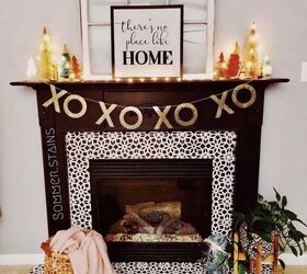 faux tile fireplace make over