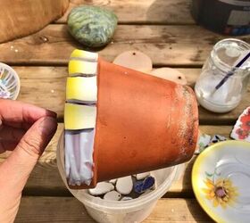 how to mosaic your terracotta plant pots with broken china, Glue crockery to pot