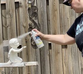 how to spray paint ceramic to upcycle garden statues more