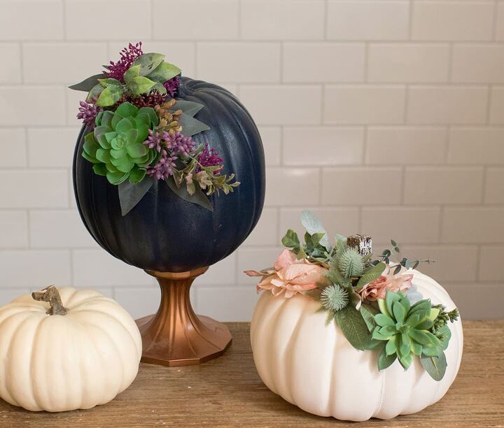 10 maneiras de atualizar abboras baratas para decorao de outono, Como fazer lindas ab boras florais DIY