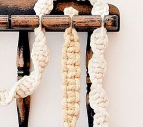 macrame with vintage wooden spoon holder
