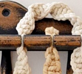 macrame with vintage wooden spoon holder