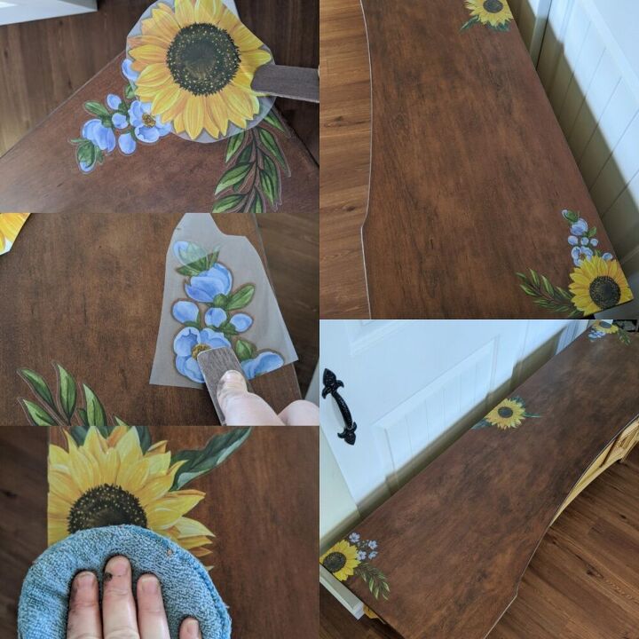 how to transform an outdated cabinet into a bright sunflower beauty