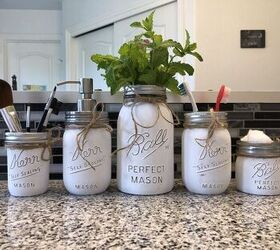 14 ways to get a gorgeous bathroom in only three hours, Paint and distress mason jars