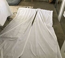 Cut a Walmart bed sheet in half for this $10 bedroom update