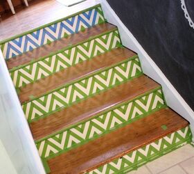 s 15 painter s tape makeovers you should see today, DIY Chevron Painted Stairs