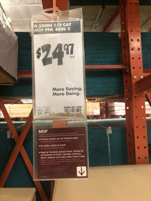the easy formula to space your board batten wall, close up shot of price tag at home improvement store
