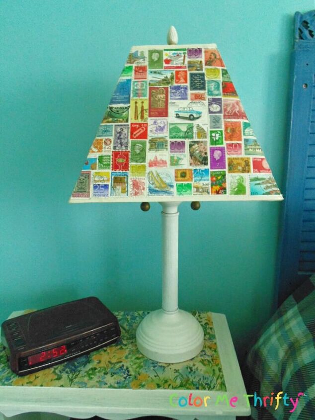 decoupaged lampshade makeover