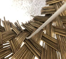 wicker basket lamp shade, Tucking the ends into the weave