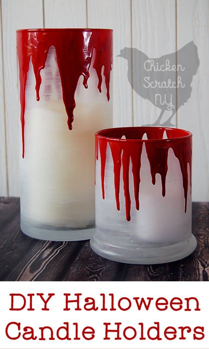 10 ideas de decoracin de halloween realmente espeluznantes que puedes hacer con un, Portavelas sangrientos de Halloween