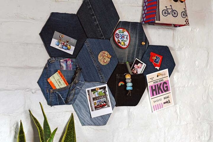 upcycled denim pin board
