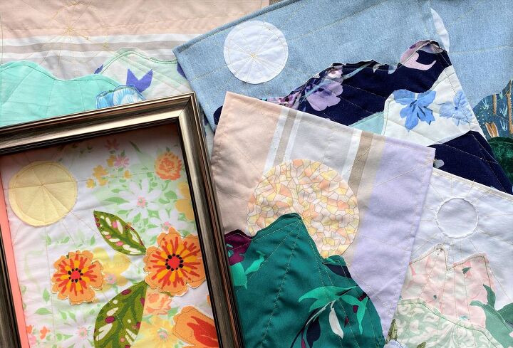 20 hermosas ideas de decoracin diy que son lo suficientemente buenas para vender en, Mini tapices de retazos de tela