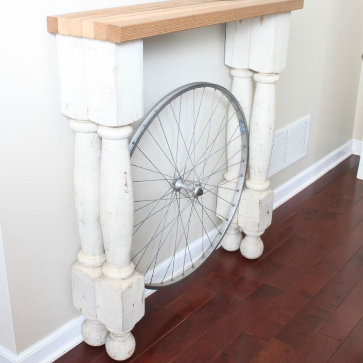 s 12 reason why you really shouldn t toss that old bicycle, Perfect Foyer Table For A Narrow Shallow Space