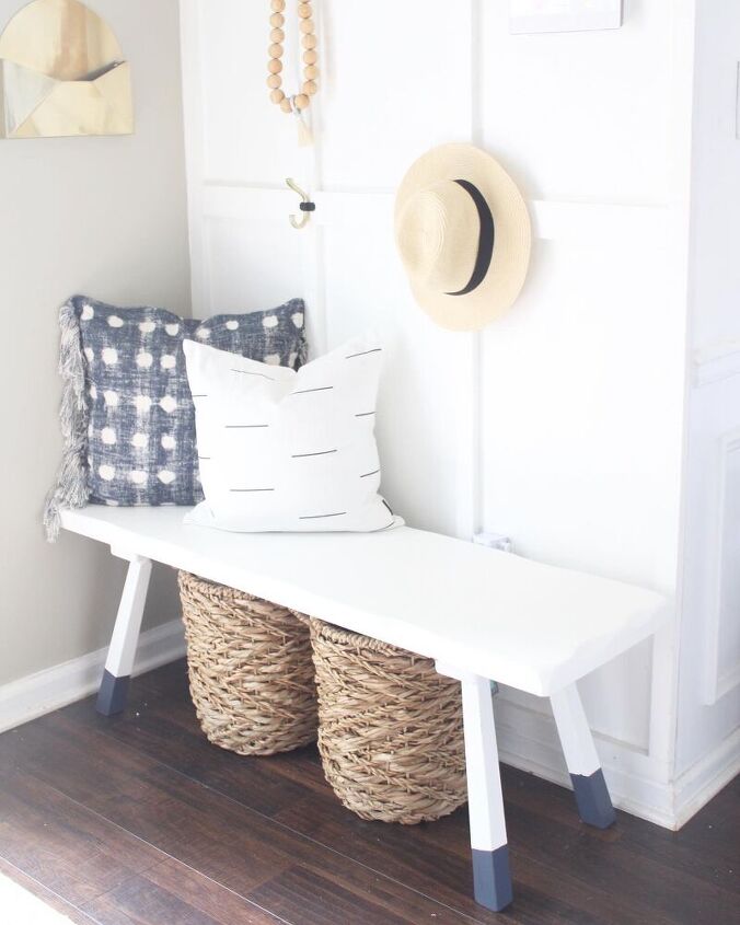 simple andthrifted diy wooden bench makeover with dipped legs