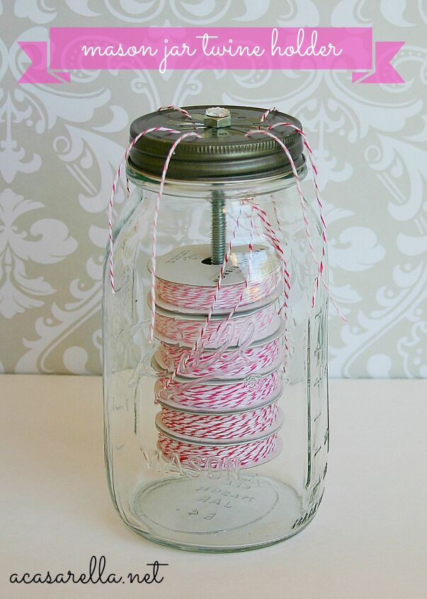17 brilliant ways crafters keep their craft rooms organized, Store your twine in style with these mason jar organizers