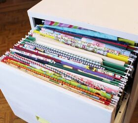 17 brilliant ways crafters keep their craft rooms organized, Turn a filing cabinet into a chic fabric organizer