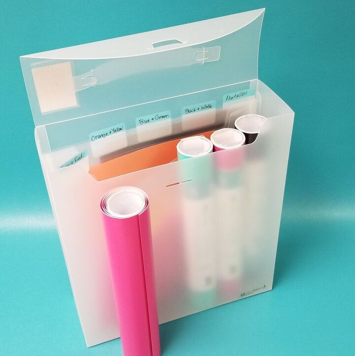 17 brilliant ways crafters keep their craft rooms organized, Put an album storage box to use