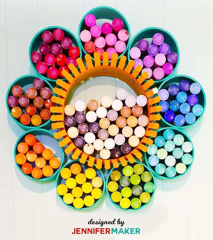 17 brilliant ways crafters keep their craft rooms organized, Create a wallflower to store craft paint