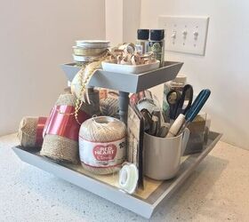 17 brilliant ways crafters keep their craft rooms organized, Build a DIY tiered lazy Susan tray from scratch