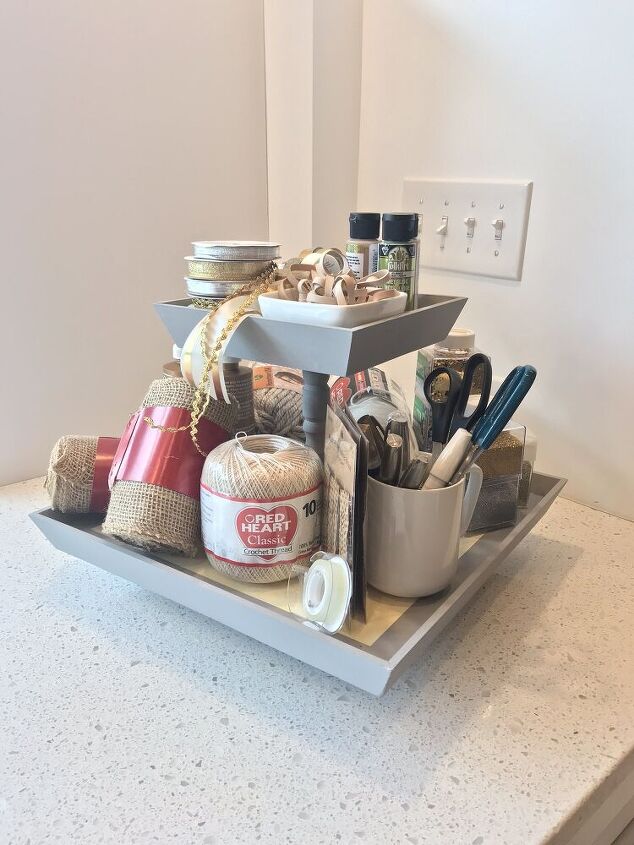17 brilliant ways crafters keep their craft rooms organized, Build a DIY tiered lazy Susan tray from scratch