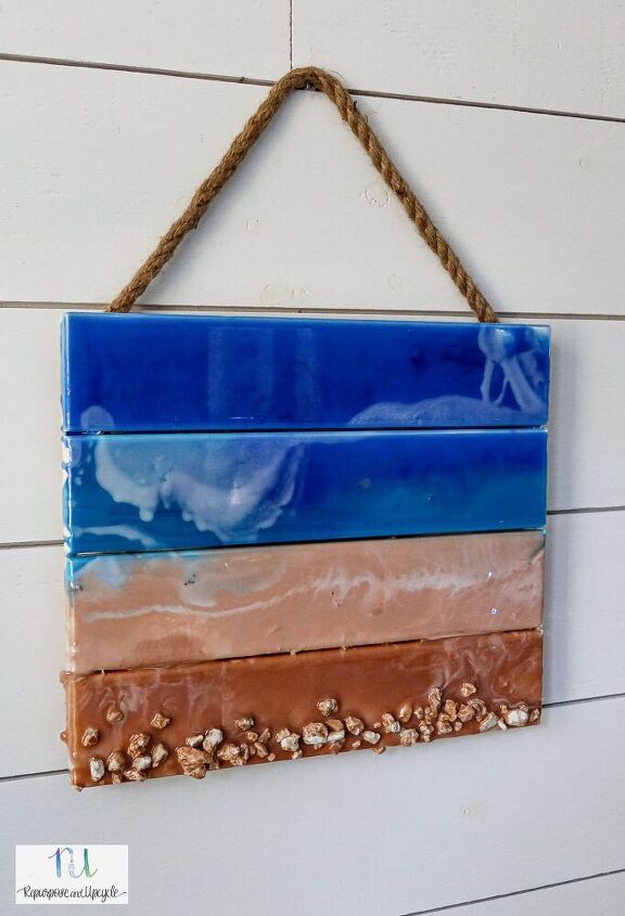 epoxy pour ocean art on pallet wood