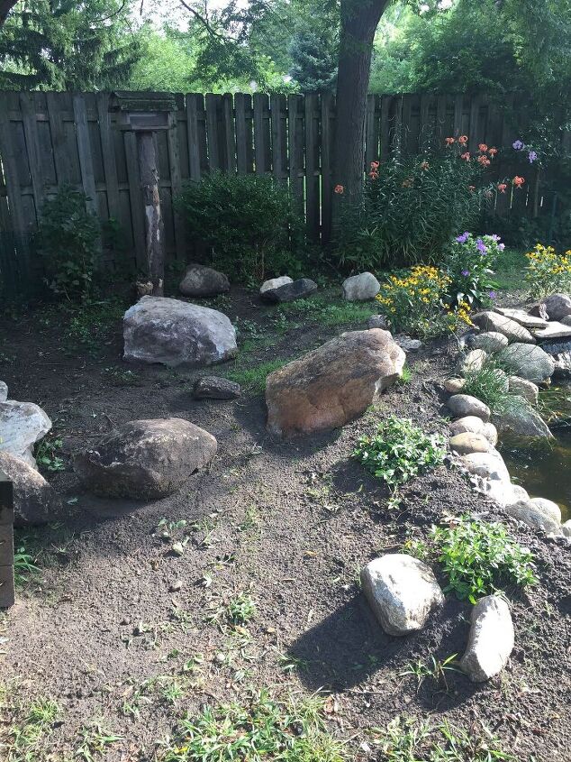 q how do i place large boulders around pond