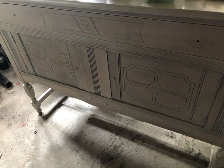 q please help with ideas to restore this oak hutch