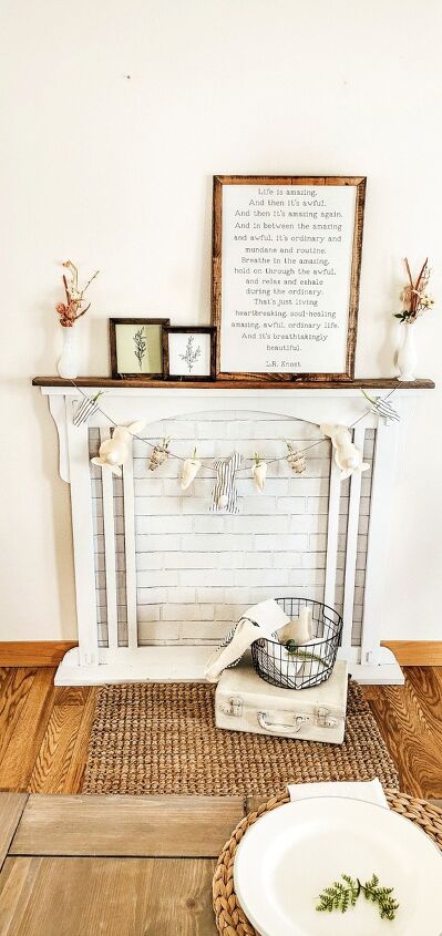 s 9 spellbinding faux fireplaces that are making us miss the winter, Upcycled Old Dresser Mirror to Faux Mantle