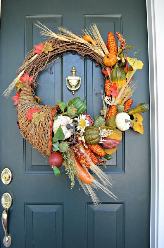 s start planning your prettiest fall porch yet with these 10 ideas, Make a Cornucopia Fall Wreath