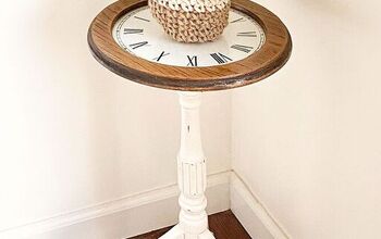 Refinished Wood Plant Stand With A DIY Vinyl Clock Tabletop