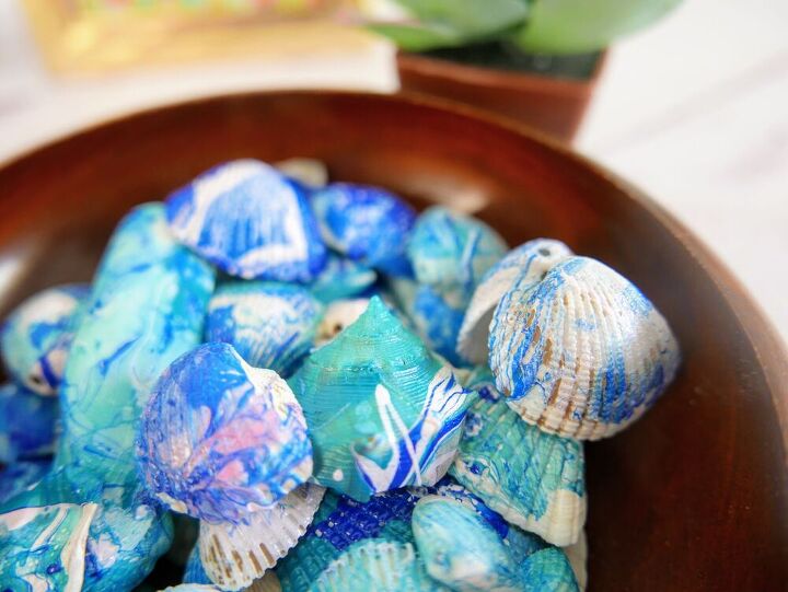 marbled seashells with nail polish