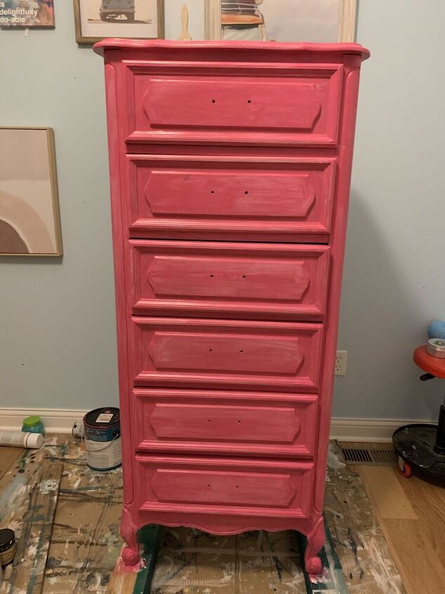 lingerie chest makeover in hot pink