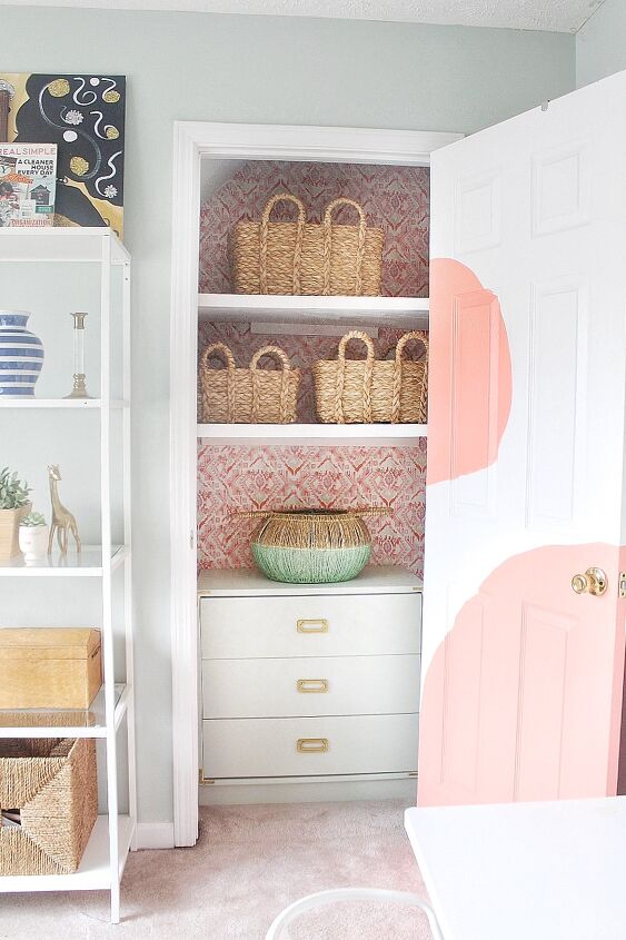 s 17 ways to make your home more beautiful with wallpaper, Office Closet Makeover