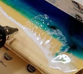 wood and resin ocean wave wall art