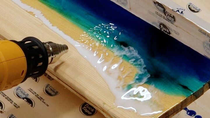 wood and resin ocean wave wall art