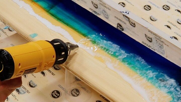 wood and resin ocean wave wall art