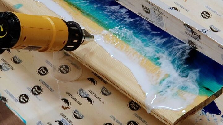 wood and resin ocean wave wall art