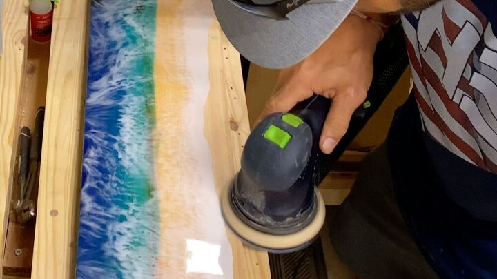 wood and resin ocean wave wall art