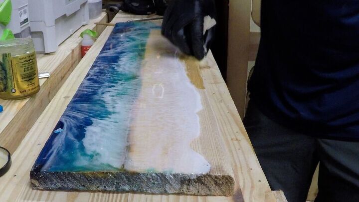 wood and resin ocean wave wall art