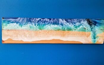 Arte de pared de madera y resina con olas del océano